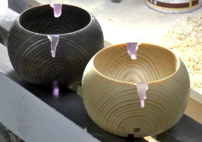 Vase processed on a lathe